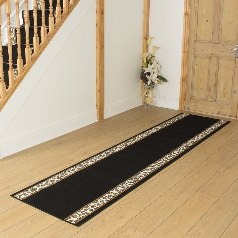 World Menagerie Aghadavy Tufted Black/Beige Hallway Runner Rug